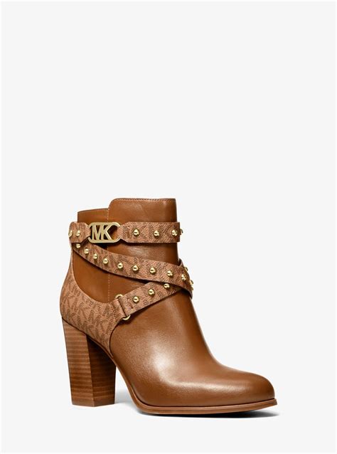 michael michael kors kincaid leather and studded logo ankle boot|Kincaid Studded Logo Trim Ankle Boot .